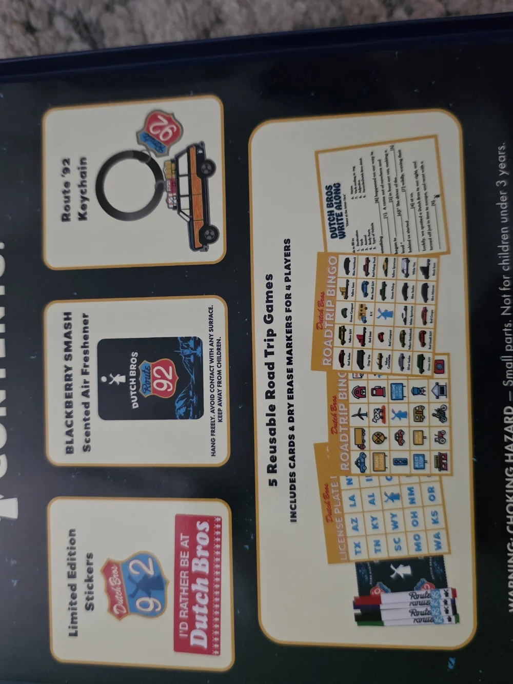Dutch Bros Road Trip Game Set - Navy Blue, Red & Cream